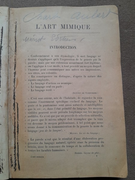 L&#039; art mimique suivi d&#039; un trait&eacute; de la pantomime et du ballet - Aubert Charles