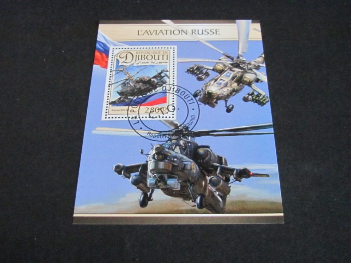 Aviația Rusă, Elicopter de Atac Kamov Ka-52 - Bloc Filatelic Djibouti