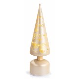 Brad Craciun Decorativ Decorer din Sticla cu LED, Auriu, &Oslash; 9 cm x 31 cm H, Alimentare Baterii AA