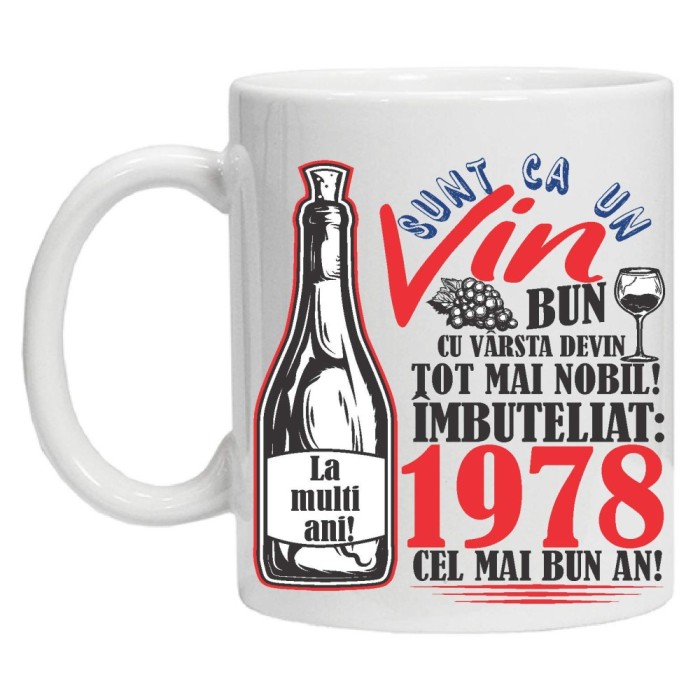 Cana ALBA personalizata &quot;Un Vin Bun&quot;, 1978, INOVATIX&reg;. 330 ml
