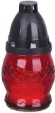 Candela funerara din sticla rosie 13 cm, ardere 6-8 ore