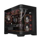 Cumpara ieftin Carcasa 1stPLAYER&reg; Gaming UV6, ARGB, Cube-Tower, fara sursa, culoare neagra