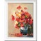 Tablou pictat manual inramat, Vaza cu maci, 45x35cm ulei pe panza in cutit efect 3D, Geo Ungureanu