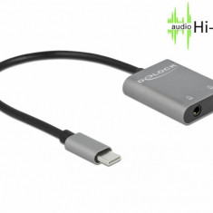 Multiplicator/splitter audio metalic USB-C la 2 x jack stereo 3.5mm T-M, Delock 66564