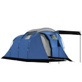 Outsunny Cort de camping tunel pentru 4 persoane impermeabil 3000mm dublu strat anti-condensație &icirc;nălțime 190cm Albastru &icirc;nchis | Aosom Romania