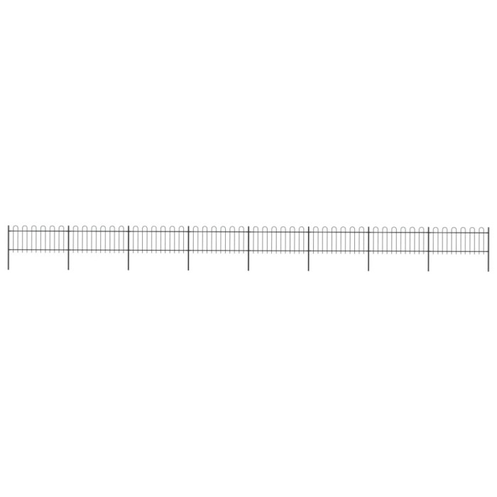 vidaXL Gard de grădină cu v&acirc;rf curbat, negru, 13,6 x 0,8 m, oțel
