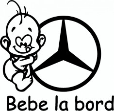 Sticker auto &amp;quot;Bebe la bord Mercedes&amp;#039;&amp;#039;, 17x17cm, Alb foto