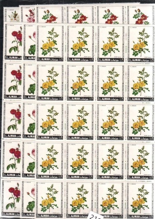 Ajman 1969 20 x Flowers Roses in block Mi.405-410 MNH DA.243