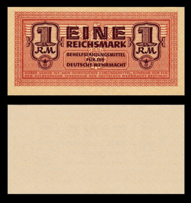 GERMANIA █ bancnota █ 1 Reichsmark █ 1942 █ P-M36 Ro. 505 █ WEHRMACHT █ UNC foto