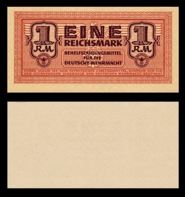 GERMANIA █ bancnota █ 1 Reichsmark █ 1942 █ P-M36 Ro. 505 █ WEHRMACHT █ UNC foto