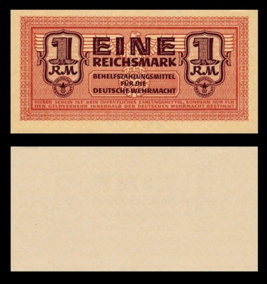 GERMANIA █ bancnota █ 1 Reichsmark █ 1942 █ P-M36 Ro. 505 █ WEHRMACHT █ UNC foto