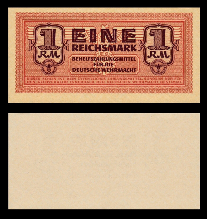 GERMANIA █ bancnota █ 1 Reichsmark █ 1942 █ P-M36 Ro. 505 █ WEHRMACHT █ UNC