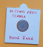 Moneda veche din argint 10 Cents 1850 - Olanda Regele Willem III - piesa Rara