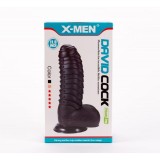Dildo negru suprafata stimulatoare, cu testicule si ventuza X-MEN David&#039;s 11.9&quot;