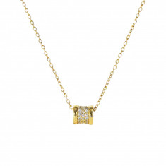 Colier Alivia, auriu, din otel inoxidabil, decorat cu zirconiu