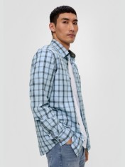 Camasa barbati cu maneca lunga, imprimeu in carouri si croiala Slim Fit, foto
