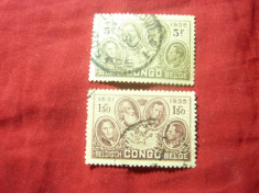 2 Timbre Congo Belgian 1935 - 50 Ani Stat Congo , stampilate foto