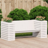 VidaXL Banchetă cu jardiniere, alb, 167,5x60x65 cm, lemn masiv de pin