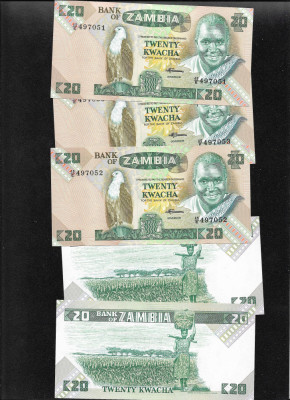 Zambia 20 kwacha 1980(88) unc pret pe bucata foto