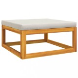 Cumpara ieftin Taburet de gradina cu perna gri deschis, lemn masiv de acacia