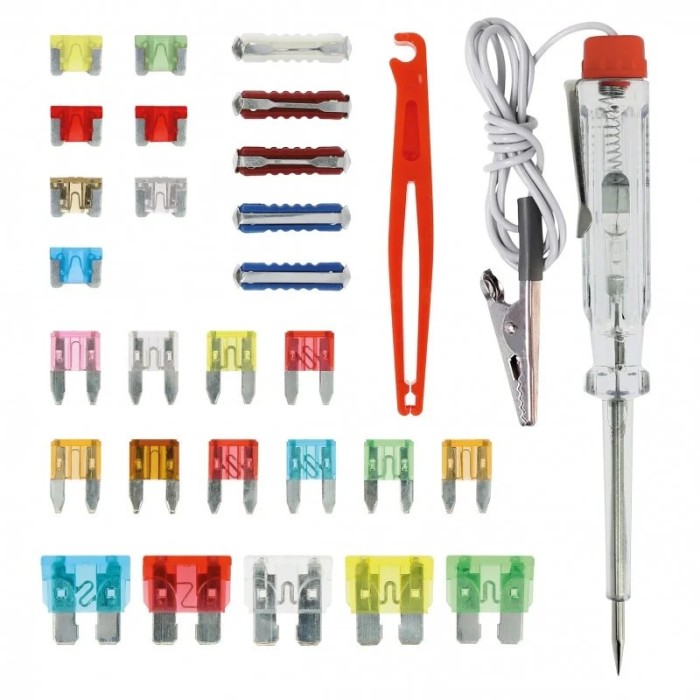 Set sigurante + tester 12V, sigurante de la 2A la 75A, SWISS Drive, 29 de bucati AutoDrive ProParts