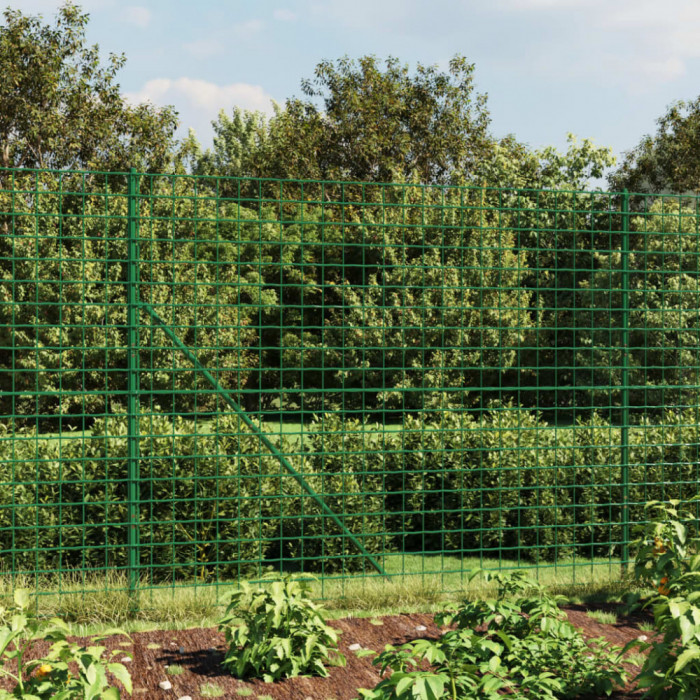 vidaXL Gard plasă de s&acirc;rmă cu bordură, verde, 1,6x25 m
