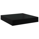 Cumpara ieftin Raft de perete suspendat negru extralucios, 23x23,5x3,8 cm, MDF