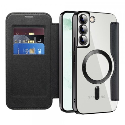Husa MagSafe pentru Samsung Galaxy S22+ 5G S906, Techsuit, SmartMag Book, Neagra foto