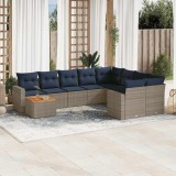vidaXL Set canapele de grădină cu perne, 10 piese, gri, poliratan 3256621