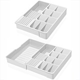 Organizator Tacamuri (30x40cm extensibil la 50x40cm), Alb, 11 Compartimente