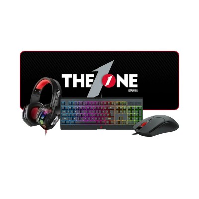 Kit gaming 1stPlayer Tastatura, Mouse, Mousepad, Casti cu microfon, Iluminare RGB, KT1 foto