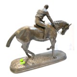 Statueta bronz Oliver Tupton - Cal cu jocheu la trap
