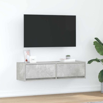 vidaXL Dulap TV, gri beton, 100x31x25,5 cm, lemn prelucrat foto
