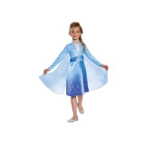 Costum carnaval Elsa &ndash; Frozen 2, (licentiat) albastru, 7-8 ani (120/130)