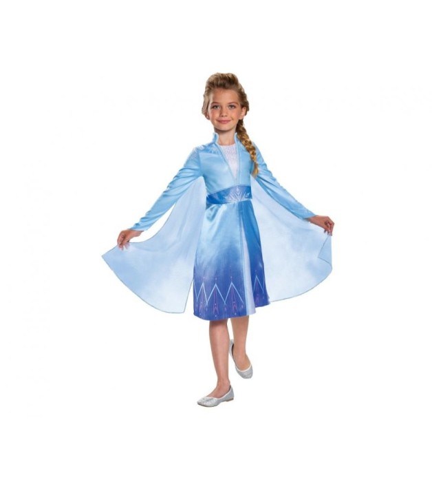 Costum carnaval Elsa &ndash; Frozen 2, (licentiat) albastru, 7-8 ani (120/130)