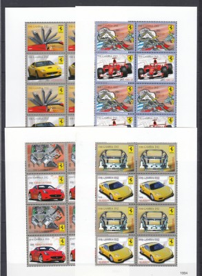 Gambia - Automobile FERRARI - 4 BL - MNH foto
