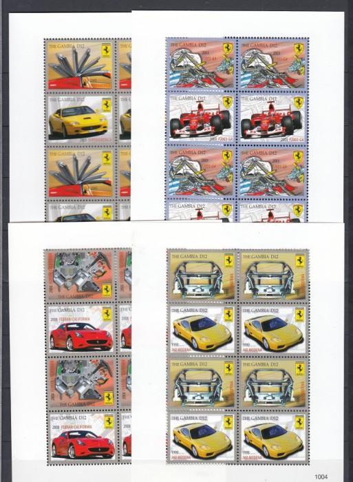 Gambia - Automobile FERRARI - 4 BL - MNH