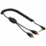 Cumpara ieftin Cablu spiralat audio, Hama, 2x RCA, 1x jack 3.5mm, 0.75m