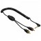 Cablu spiralat audio, Hama, 2x RCA, 1x jack 3.5mm, 0.75m