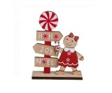 Decoratiune din Lemn de Craciun, Acadea&amp; Gingerbread, &quot;HO HO Joy Noel&quot;, 15 cm