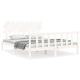 Cumpara ieftin Cadru de pat fara saltea, alb, 160x200 cm, lemn masiv pin