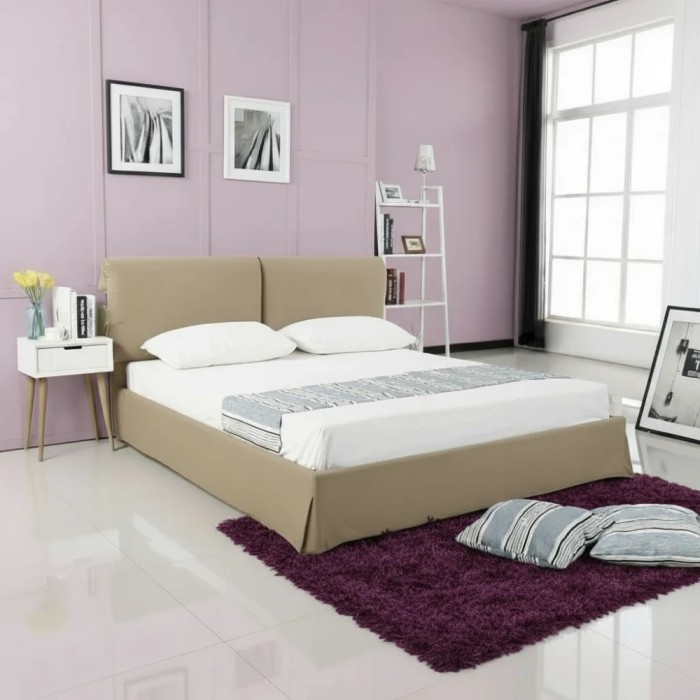 Pat Majestic 160x200 cm Tapitat Catifea Camel Somiera Inclusa (cod ML 1703)