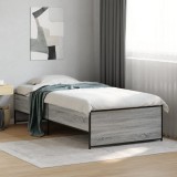VidaXL Cadru de pat, gri sonoma, 90x190 cm, lemn prelucrat și metal