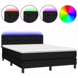 Cumpara ieftin Pat cu arcuri, saltea si LED, negru, 140x200 cm, textil