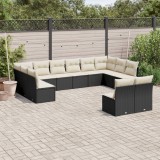 Gossi set canapele de gradina, 12 piese, cu perne, negru, poliratan