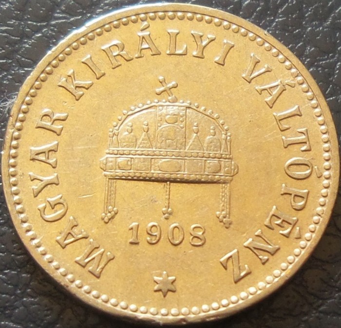 Moneda istorica 10 FILLER - UNGARIA / Austro-Ungaria, anul 1908 * cod 2994