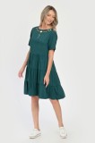 Cumpara ieftin Rochie cu Volane Dama V291, Verde cu imprimeu floral - L, Eranthe