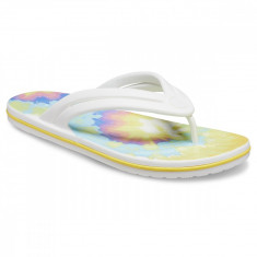 Șlapi Crocs Women&#039;s Crocband Tie-Dye Flip Alb - White/Multi