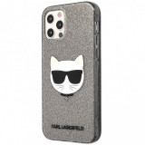 Husa TPU Karl Lagerfeld Choupette Head Glitter pentru Apple iPhone 12 / Apple iPhone 12 Pro, Neagra KLHCP12MCHTUGLB