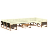 vidaXL Set de canapele de exterior cu pernă 11 pcs Natural și Crem 3381722